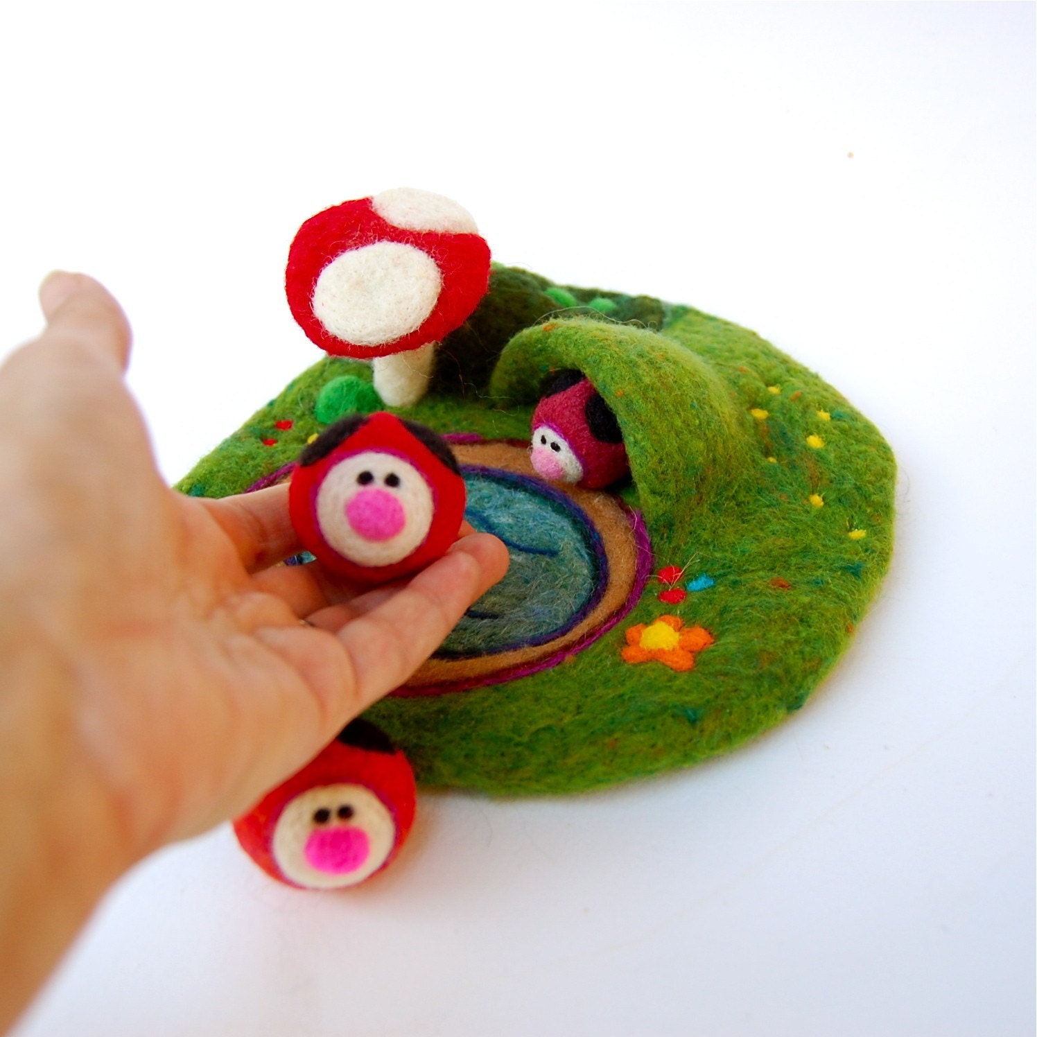 Mini Wool Playscape with Ladybugs, Cave and Toadstool