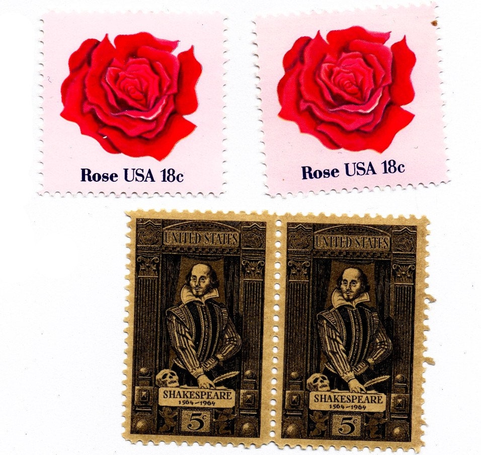 138 - Shall I Compare There (Calligraphed valentine with vintage  postage)