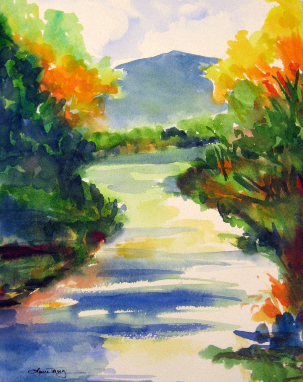 Fresh Air, Original Watercolor Painting by Laura L Trevey, Large 11 by 15