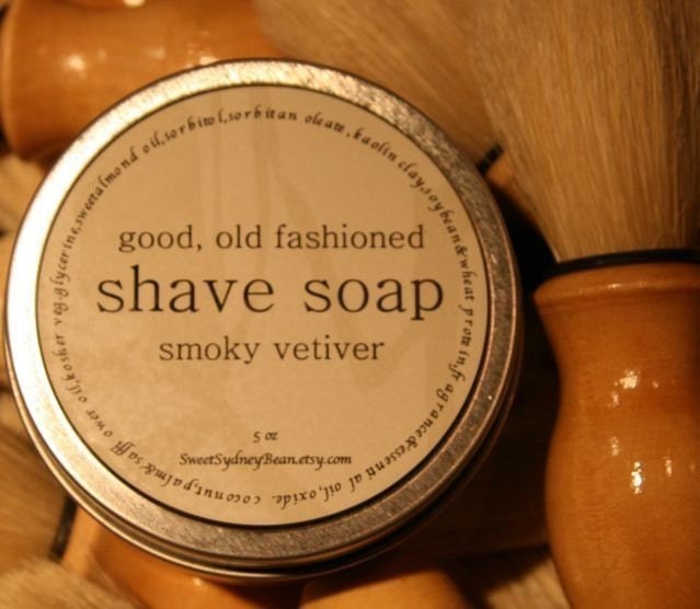 Natural Mens Shaving Set w/ Brush in Smoky Vetiver (FATHERS DAY PRICE REDUCTION)