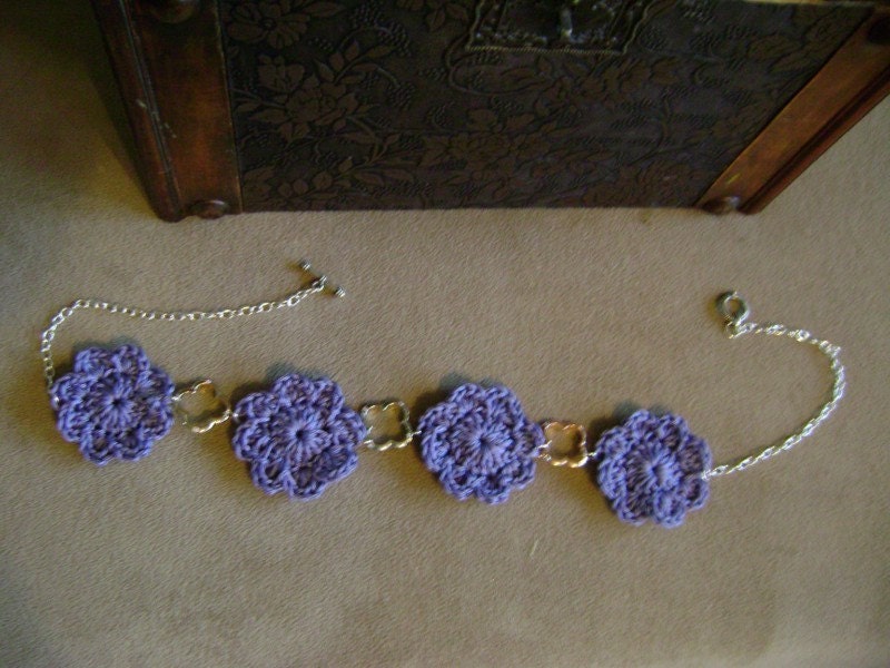 lilac crochet flower chain necklace