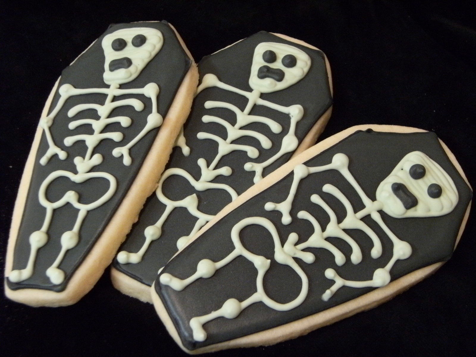 Coffin Skeleton cookies....12 custom decorated sugar cookies