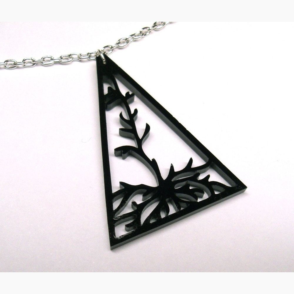Pyramidal - pyramidal neuron necklace in black