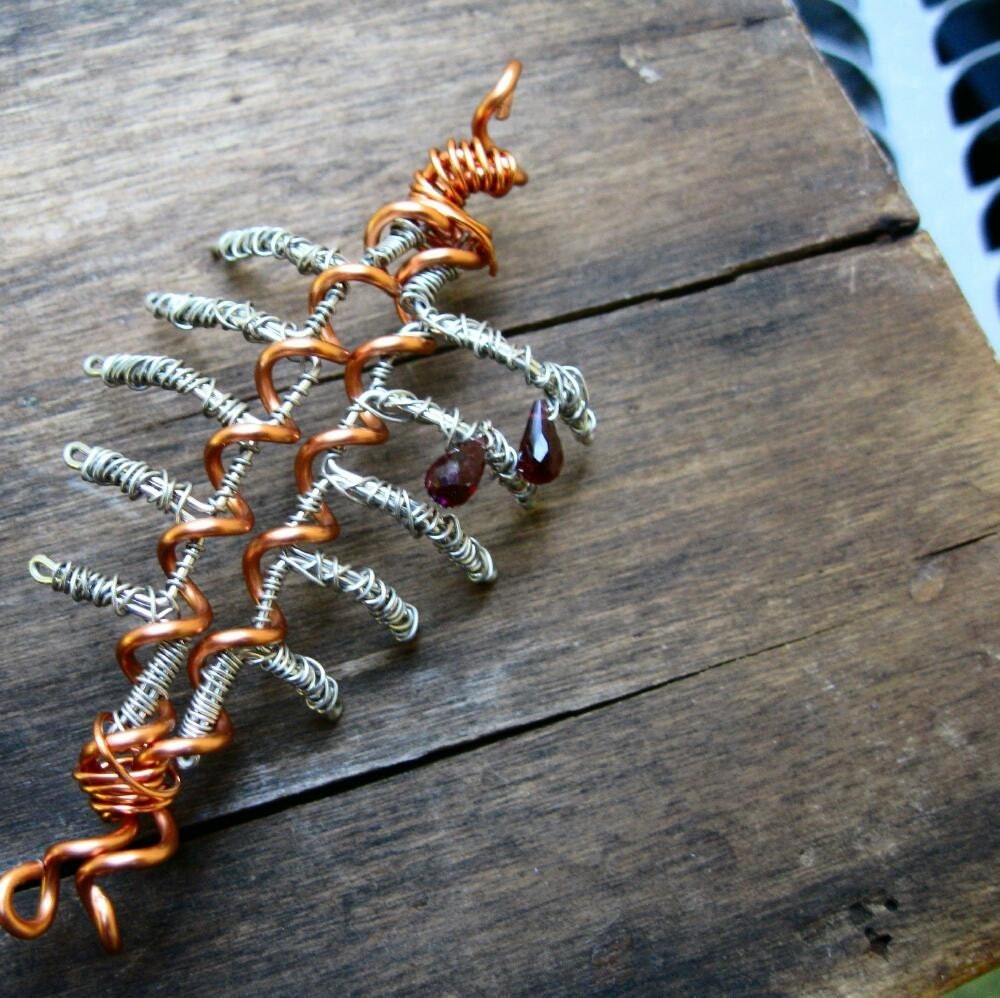 Blinding Pendant - copper wire and garnets