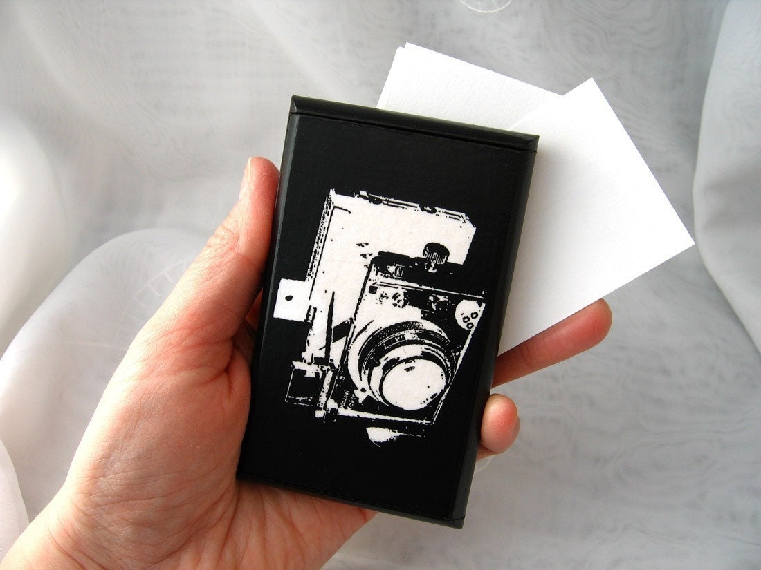 Retro Camera wood business card holder and display, MADE TO ORDER