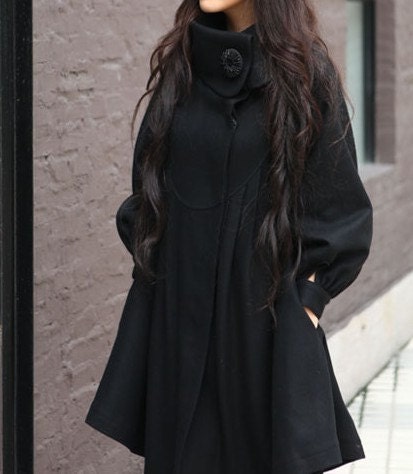 Black loose winter coat