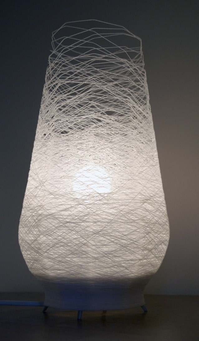 Spun table lamp in white
