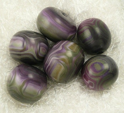 Olive and Eggplant Beads