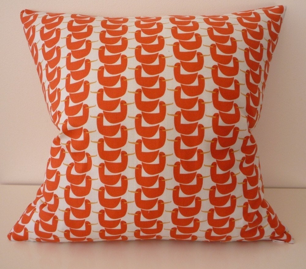 Orange Ducks in a Row Pillow / Cushion Cover