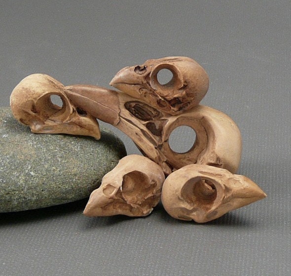 Polymer Clay Bird Skulls--two styles