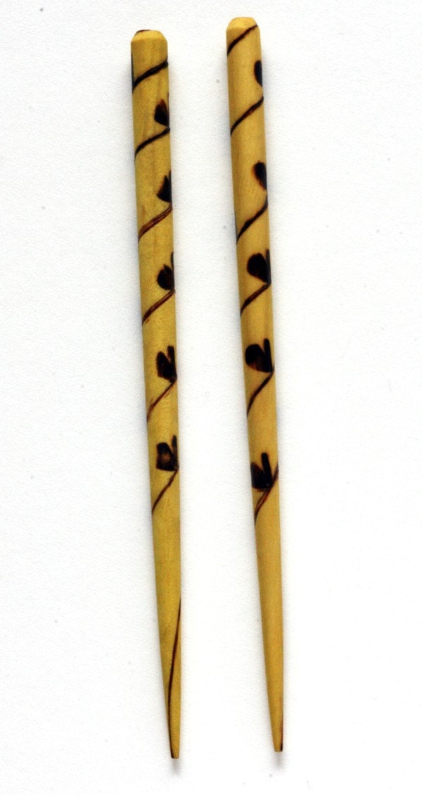 Butterfly Vine--wooden hair sticks