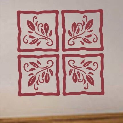 Floral Motif Squares - Vinyl Wall Art Decal Graphic Sticker