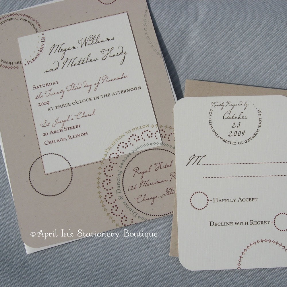 Pretty Fall Circles with Two Printed Layers Wedding Invitation Sample
