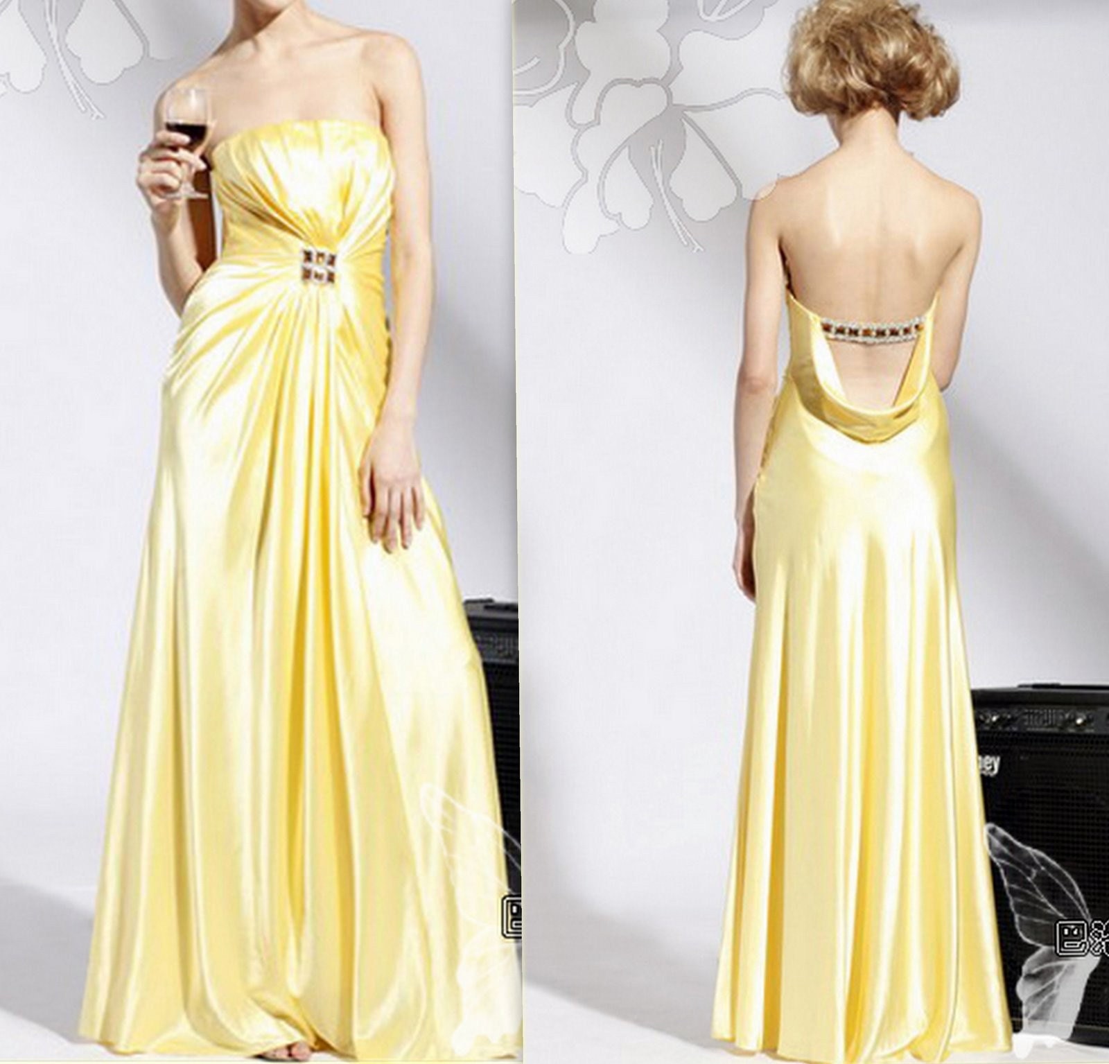 2010 Bridesmaid dress---long010---elegant and classic---Yellow dress---party dress or date dress