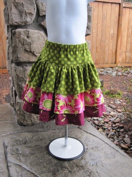 Spring 2010---THE BEES KNEES---3 tiered twirl skirt--6m to 12y