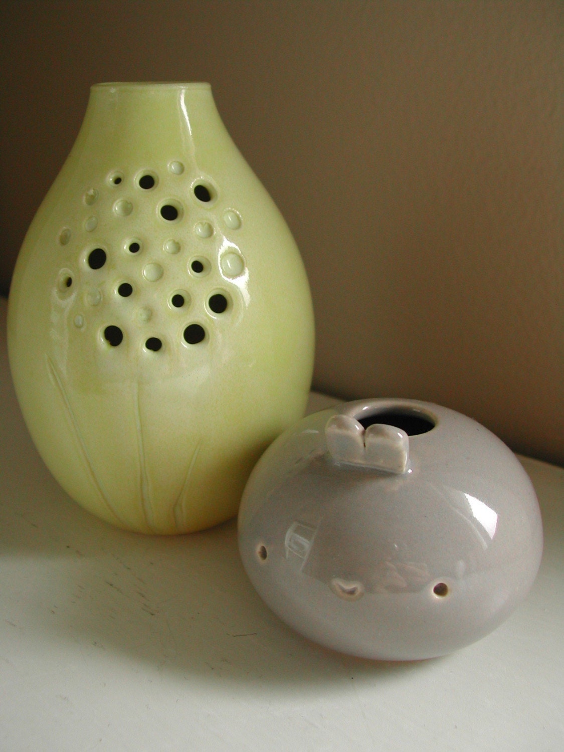 duo - very tiny bunny vase and small dandelion vase