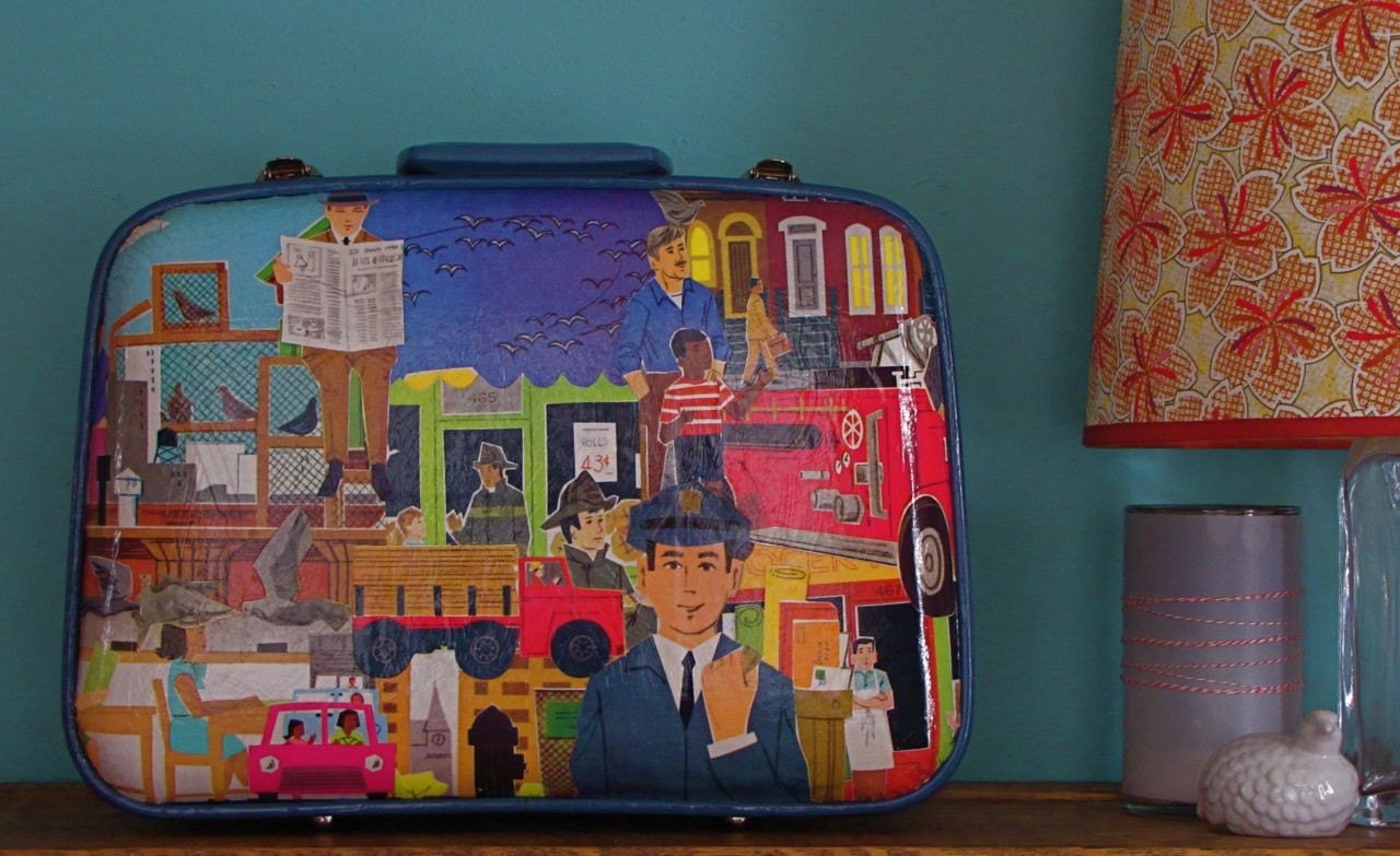 adorable decoupaged suitcase by Pixiegenne