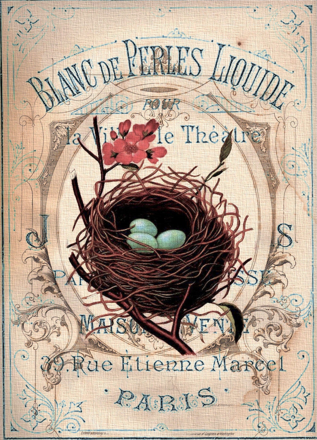 French Shabby Nest Collage Print
