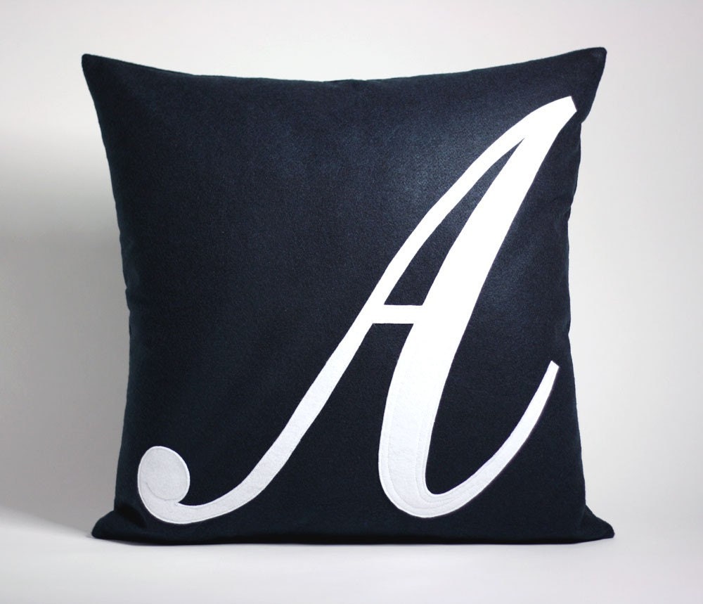 MONOGRAMMED Recycled Felt Applique Pillow ANY LETTER AND COLOR AVAILABLE 22 by 22 inches script font