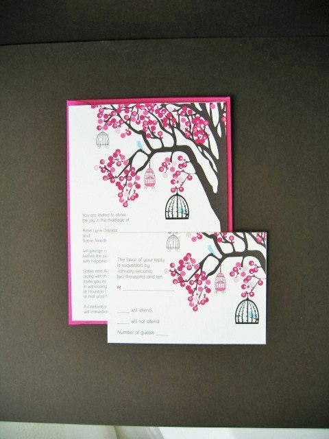 Beautiful Birds in Bloom - wedding invitation sample set