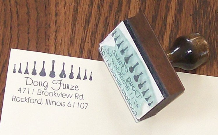 Custom Guitar Return Address Rubber Stamp with Your Name or Message AD10