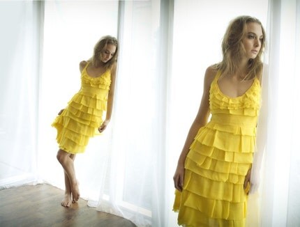 The Canary Dress Made to Order in Layered Silk Chiffon 