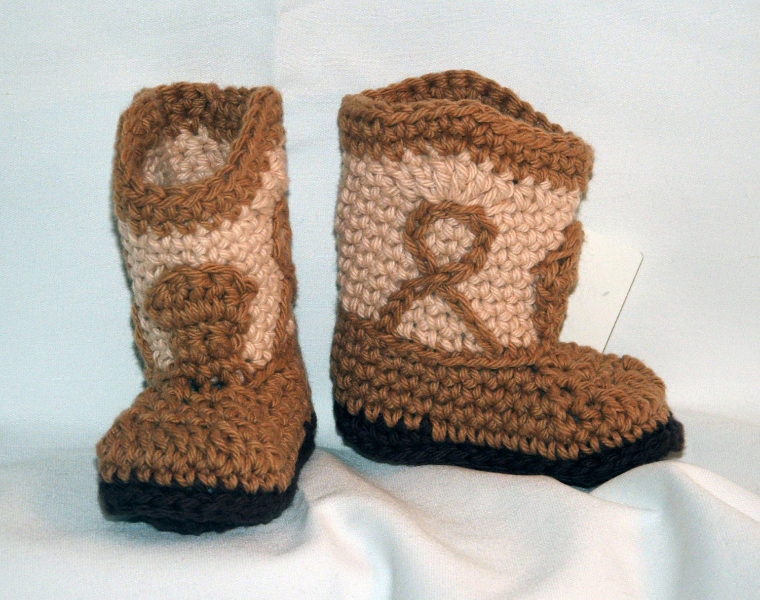 Tan Cowboy Booties, MEDIUM size, that look like real cowboy boots