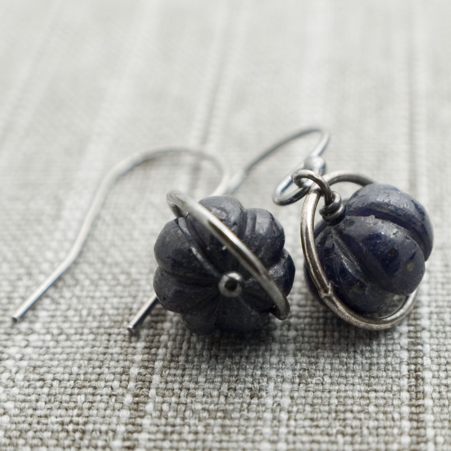 Goodnight, Cinderella Earrings - Sapphire and Sterling Silver