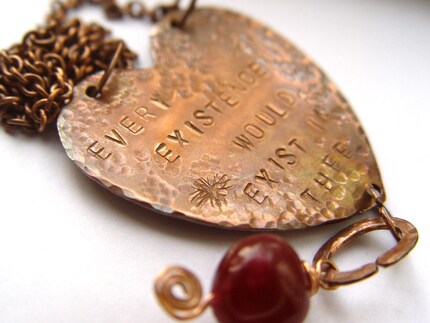 Every Existence Would Exist In Thee - Charlotte Bronte quote necklace