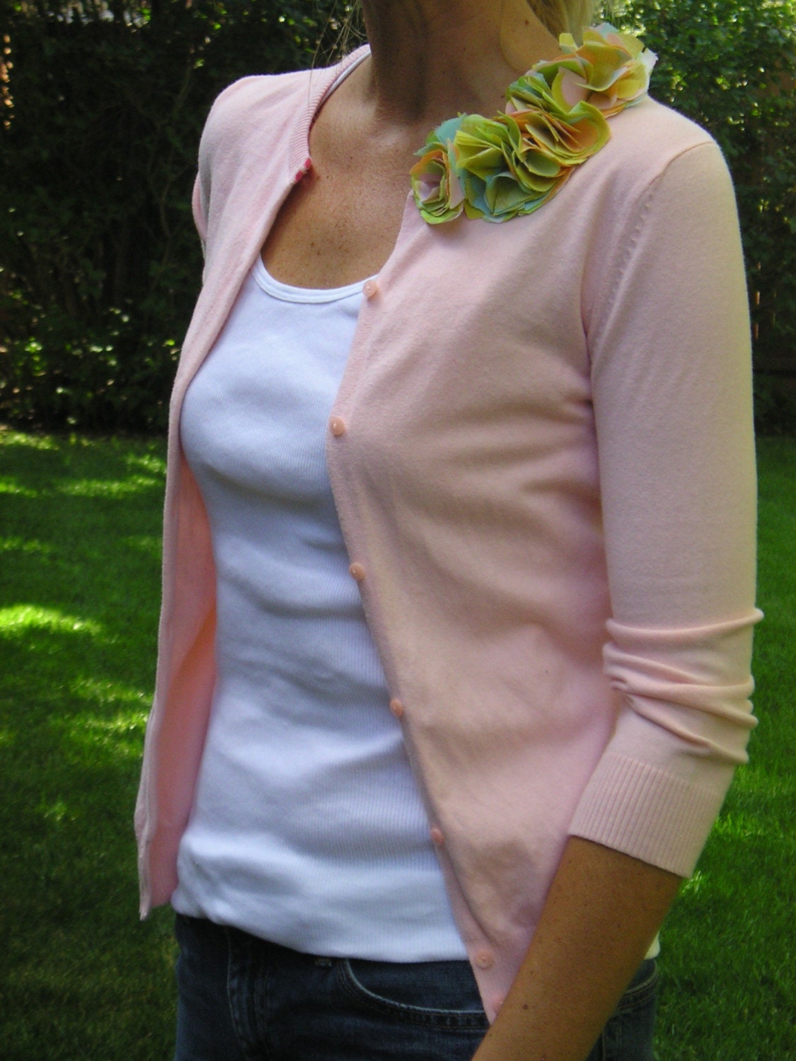 Upcycled Cardigan -- Just Peachy