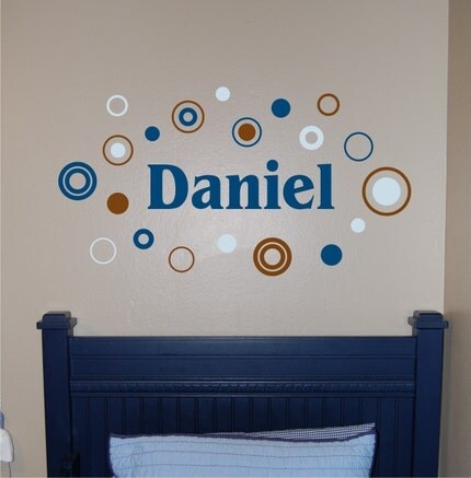 Boy Name with Circles and Dots - Vinyl Wall Decal