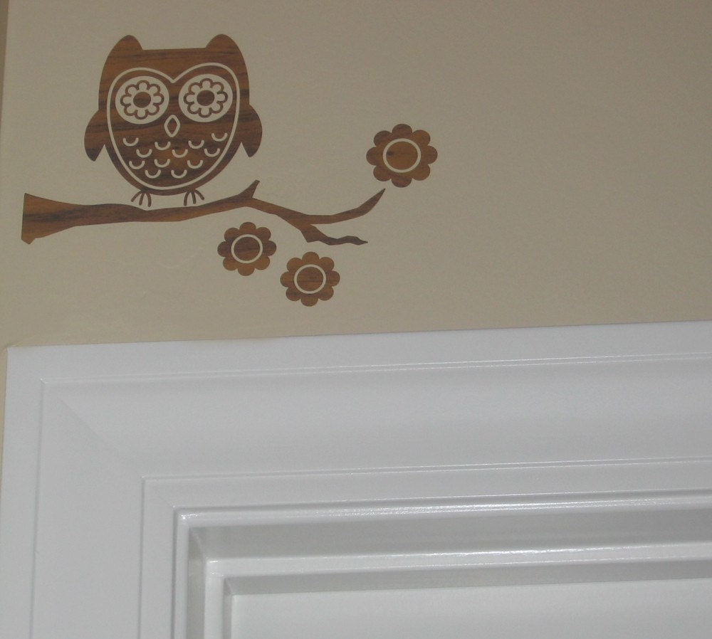 Vinyl Wall Art Decal Wood Owl Medium