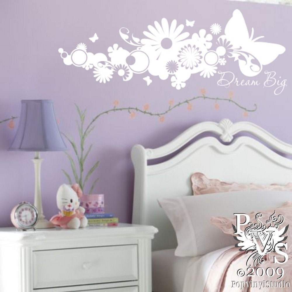 Dream Big Butterfly Floral Original Wall Design You Choose Color FREE US SHIPPING