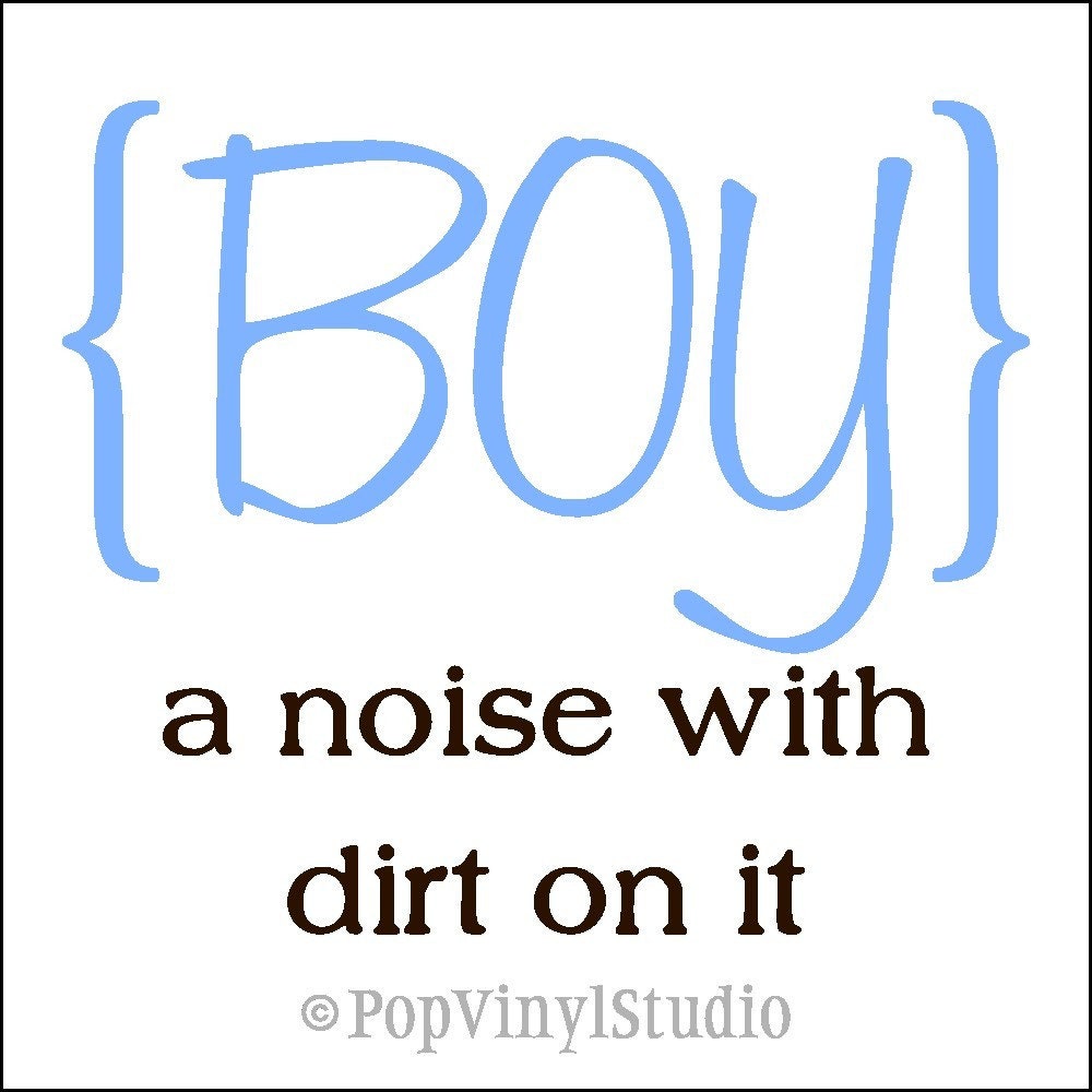 Boy A Noise With Dirt On It Wall Design Decal You Choose TWO Colors FREE US SHIPPING