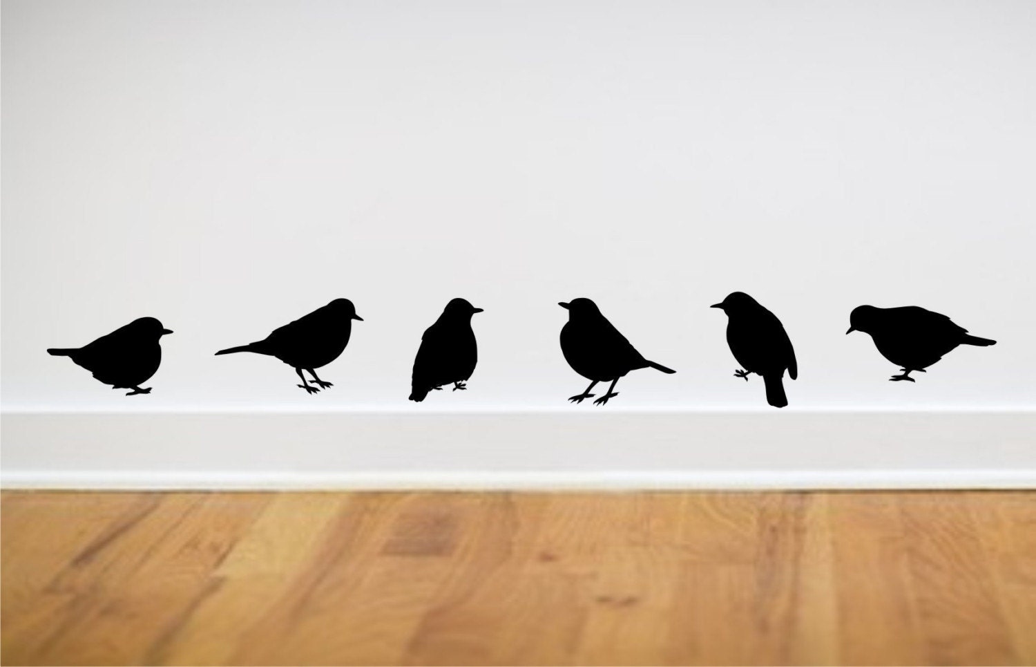 Birds vinyl wall decal Set of 6 in different positions Choose color