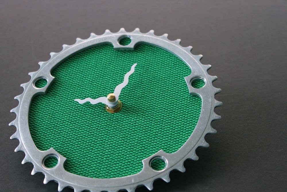 kelly green recycled bike clock