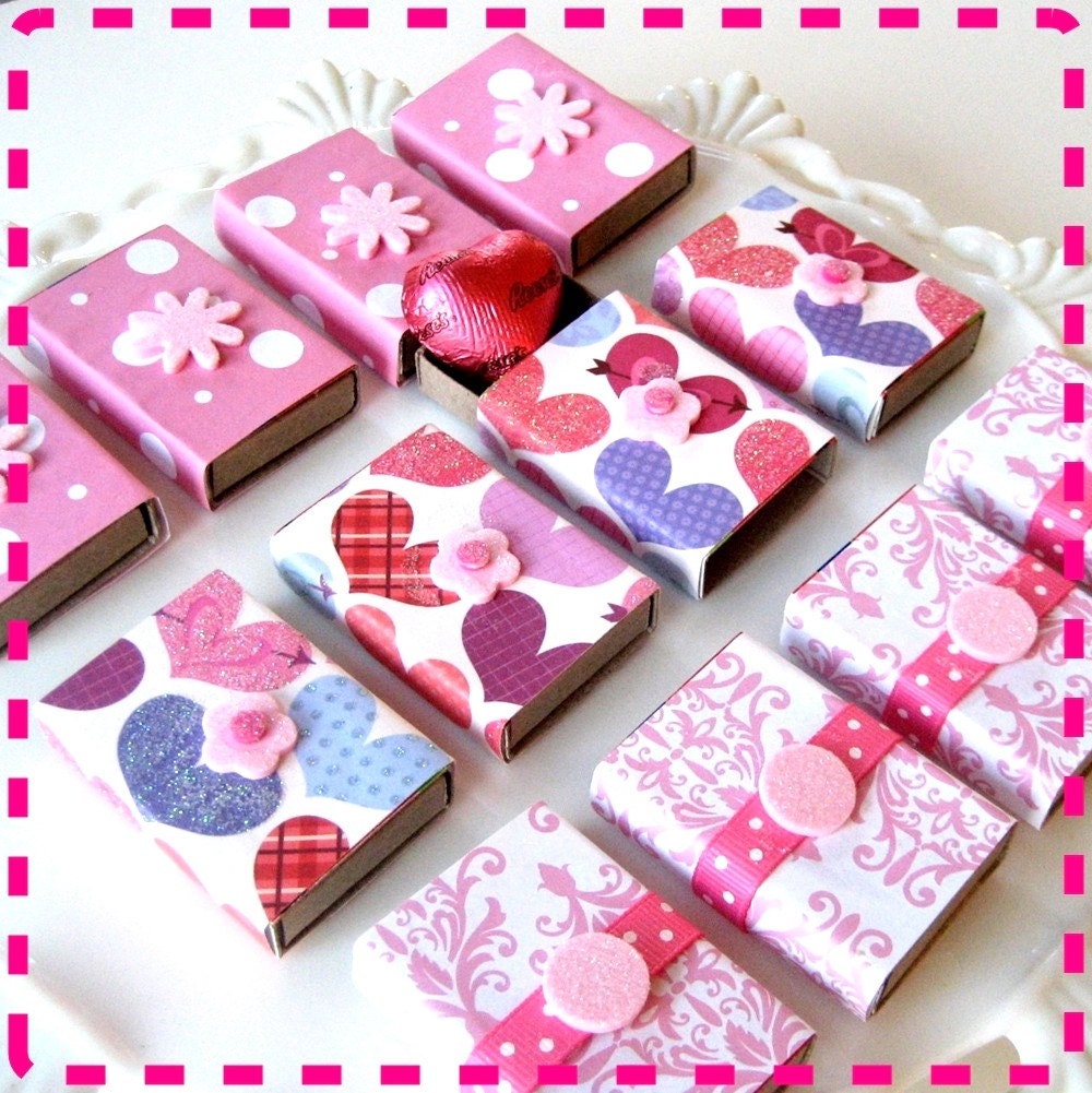 Party   Favor Matchbox Goodies - With a Surprise Heart-Shaped Chocolate Tucked   Inside - Set of Three (3) - Eco Friendly