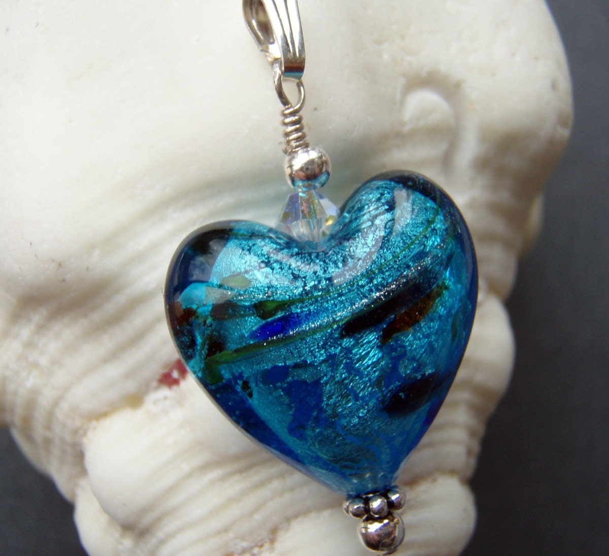 Caught in the Waves Ocean Heart Pendant