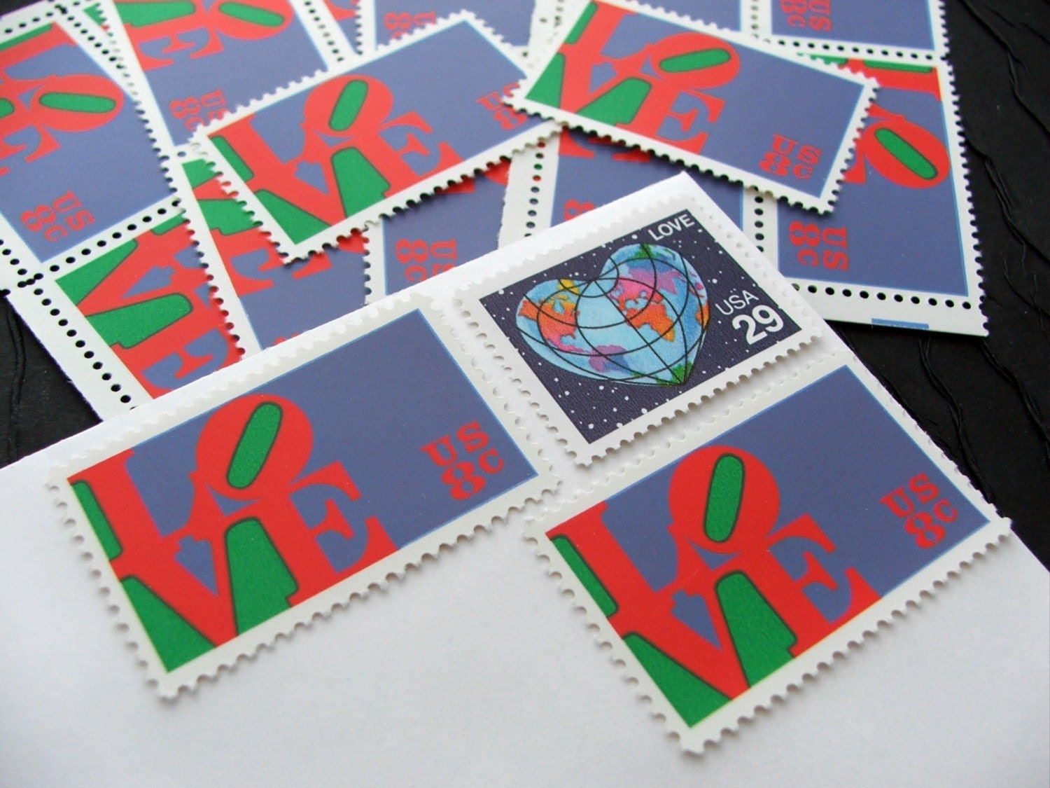 HAITI RELIEF .. A World of Love .. UNused Vintage Postage Stamps .. to post 5 letters