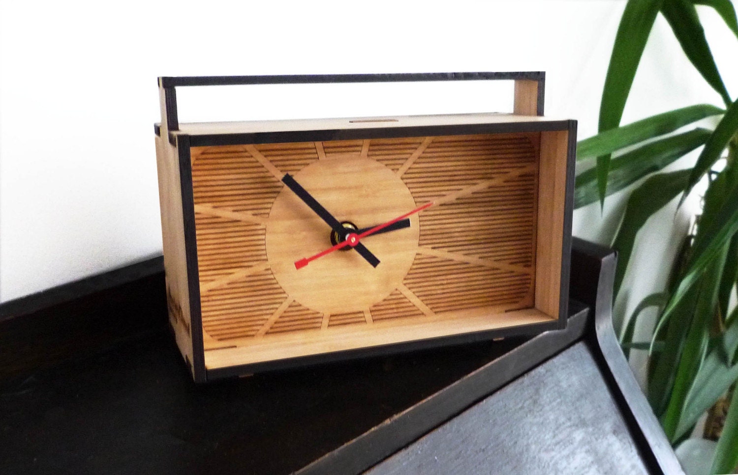 Retro Desk Clock (laser cut bamboo)