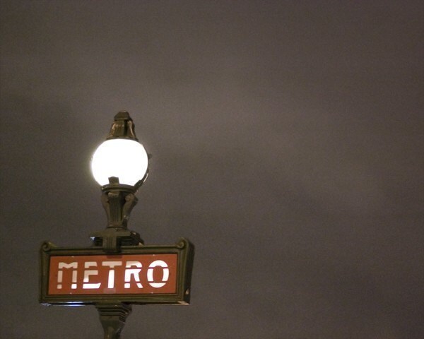 Paris Photo - Metro Sign at the Pont Neuf at Midnight
