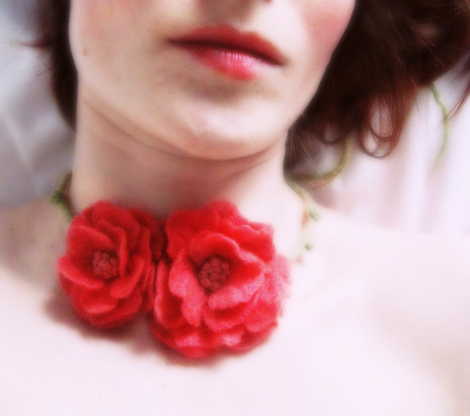 Oli Felt  Flower Necklace-Hand Felted in French Pink