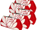 FIVE BRIDESMAIDS CLUTCHES - Red Glazed Linen - PURE SILK LININGS