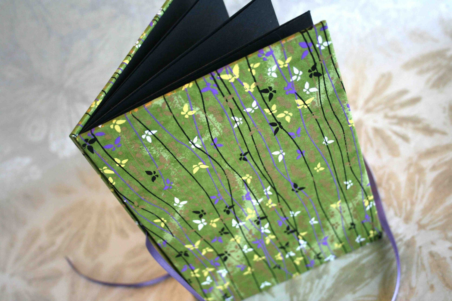 Accordion Style Photo Album - green and gold butterflies