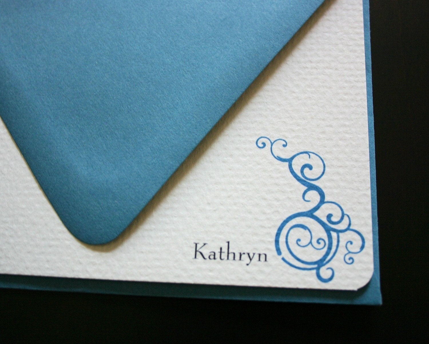 Personalized Scroll notecards- Set of 6 notes w/envelopes