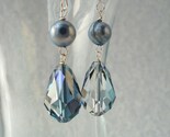Perfect Pair Pear Swarovski Crystal and Blue Freshwater Pearl Earrings
