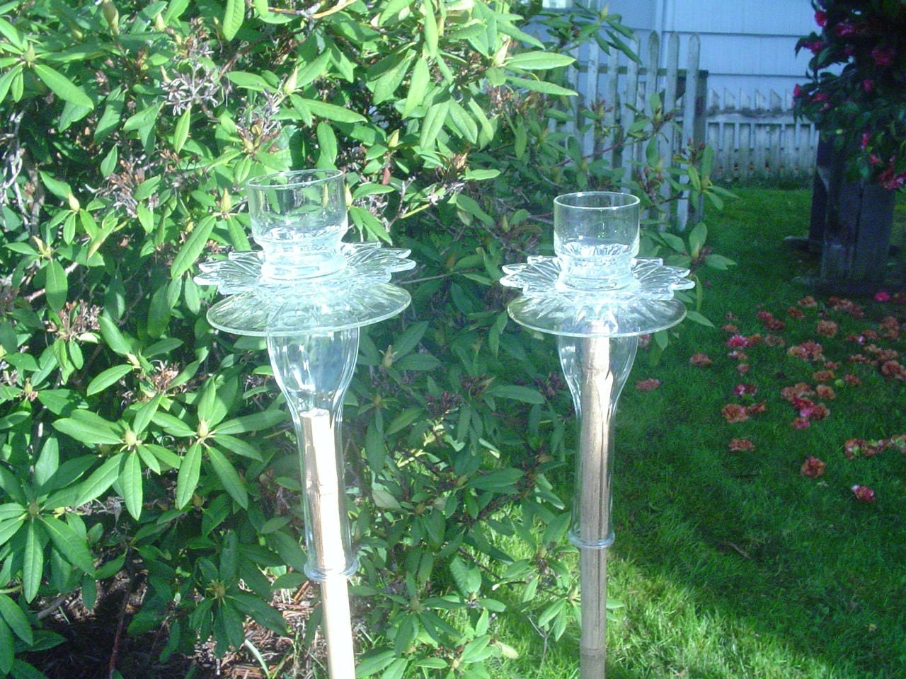 GLASS  TIKI TORCH, BIRD FEEDER or GARDEN ART