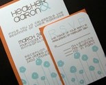 Wedding Invitation and RSVP set-Modern Aqua Poppies with Chocolate Text and Orange Poppy Envelopes