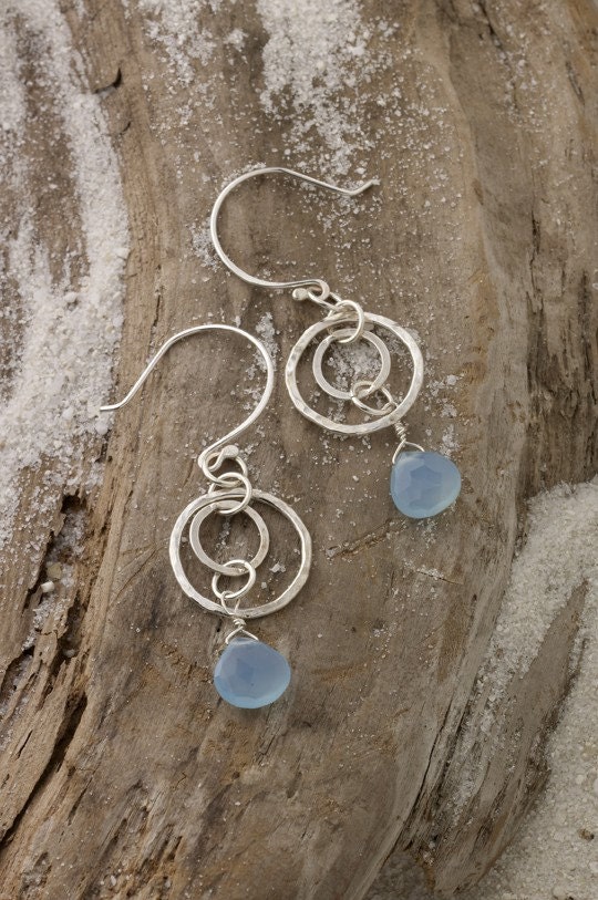Sterling silver circles with chalcedony briolettes