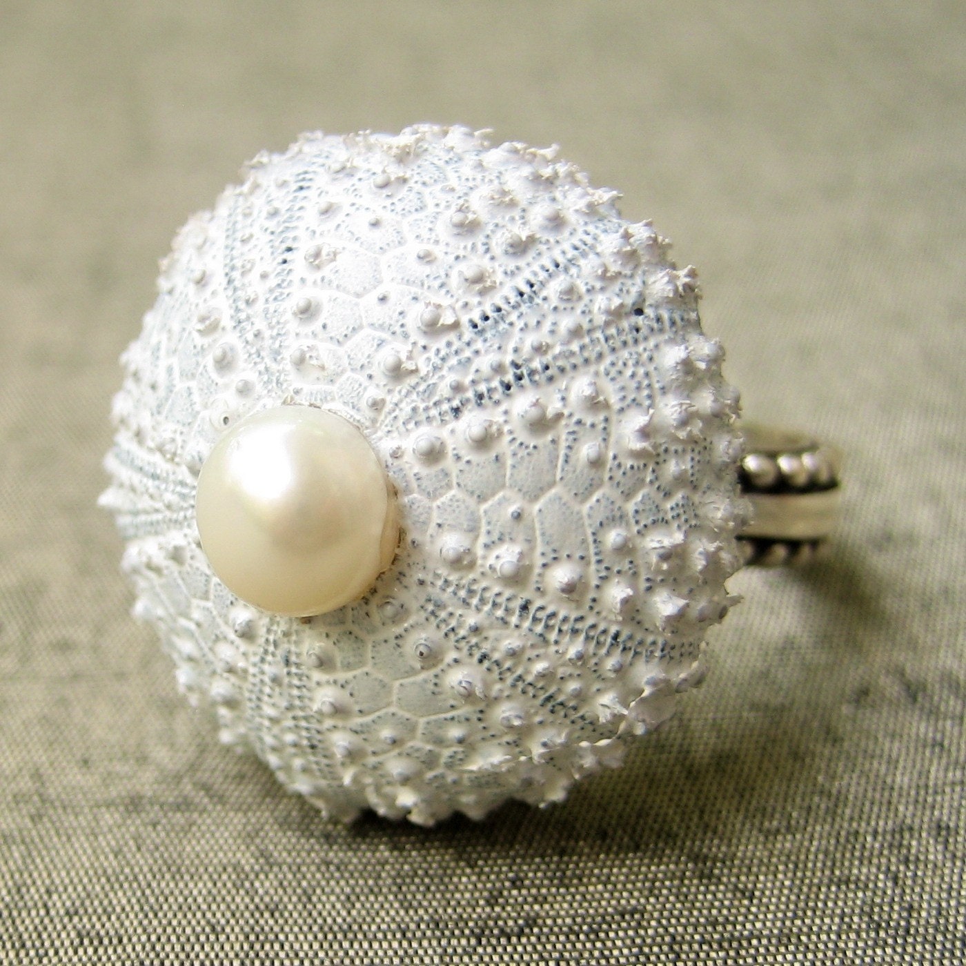 Sea Urchin Collection-Sterling Silver White Pearl Ring